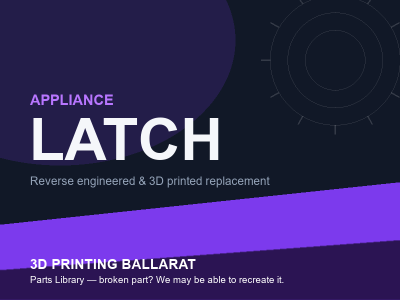 3D printed replacement latch parts — appliance category placeholder
