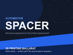 3D printed replacement spacer parts — automotive category placeholder