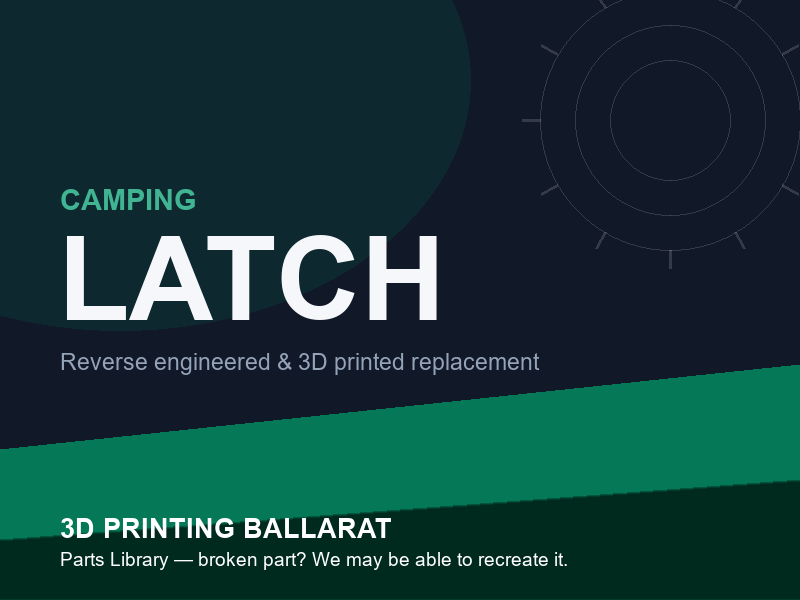 3D printed replacement latch parts — camping category placeholder