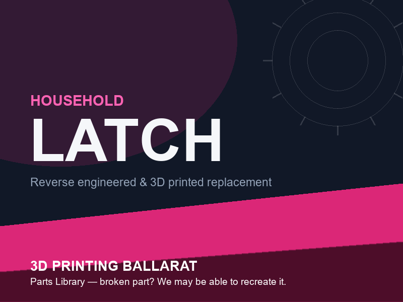3D printed replacement latch parts — household category placeholder