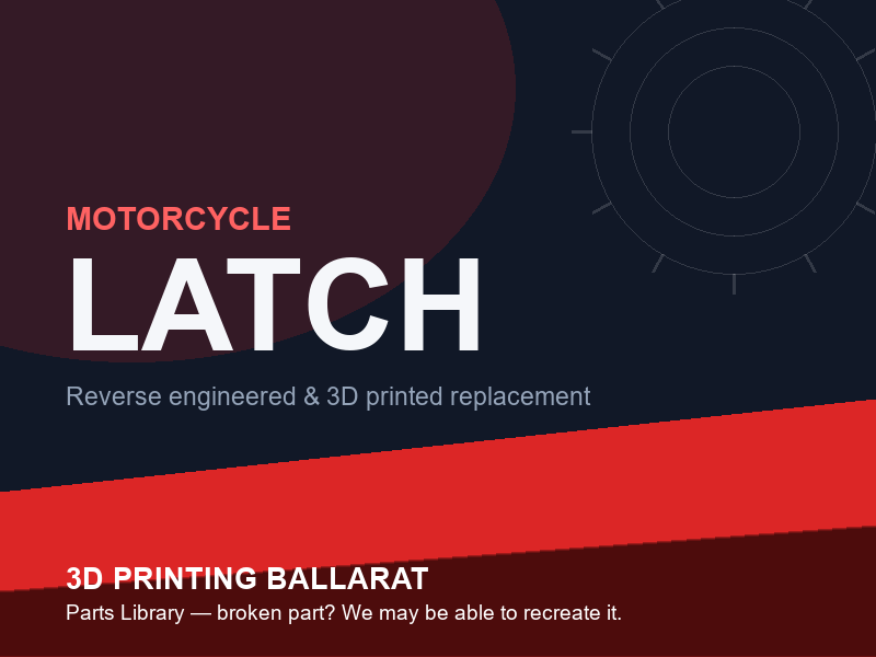 3D printed replacement latch parts — motorcycle category placeholder
