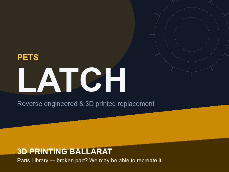 3D printed replacement latch parts — pets category placeholder